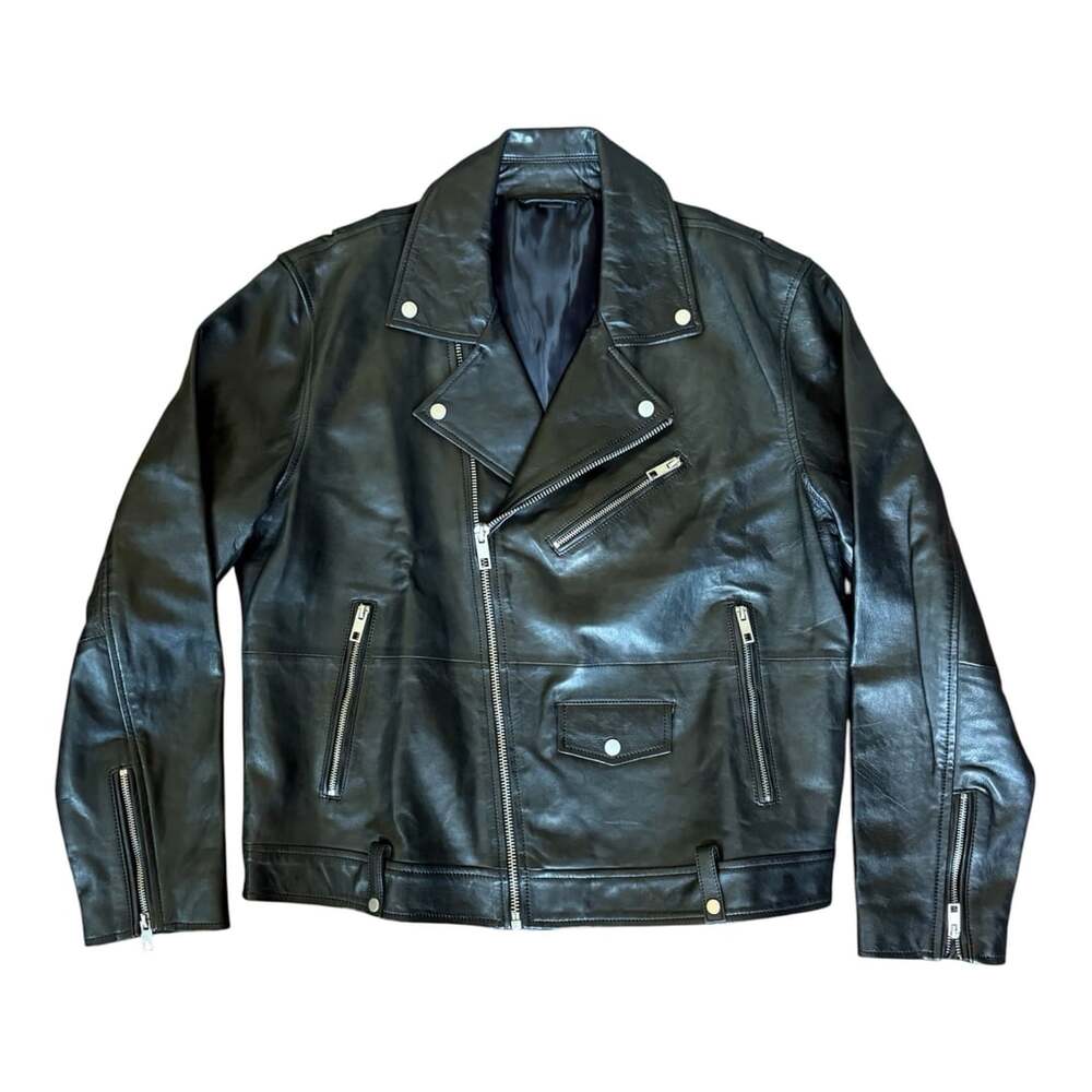 Zara Black Leather Moto Biker Jacket